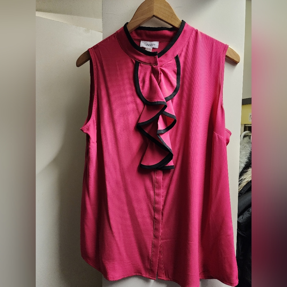 Calvin Klein Sleeveless Suit Blouse Size Large